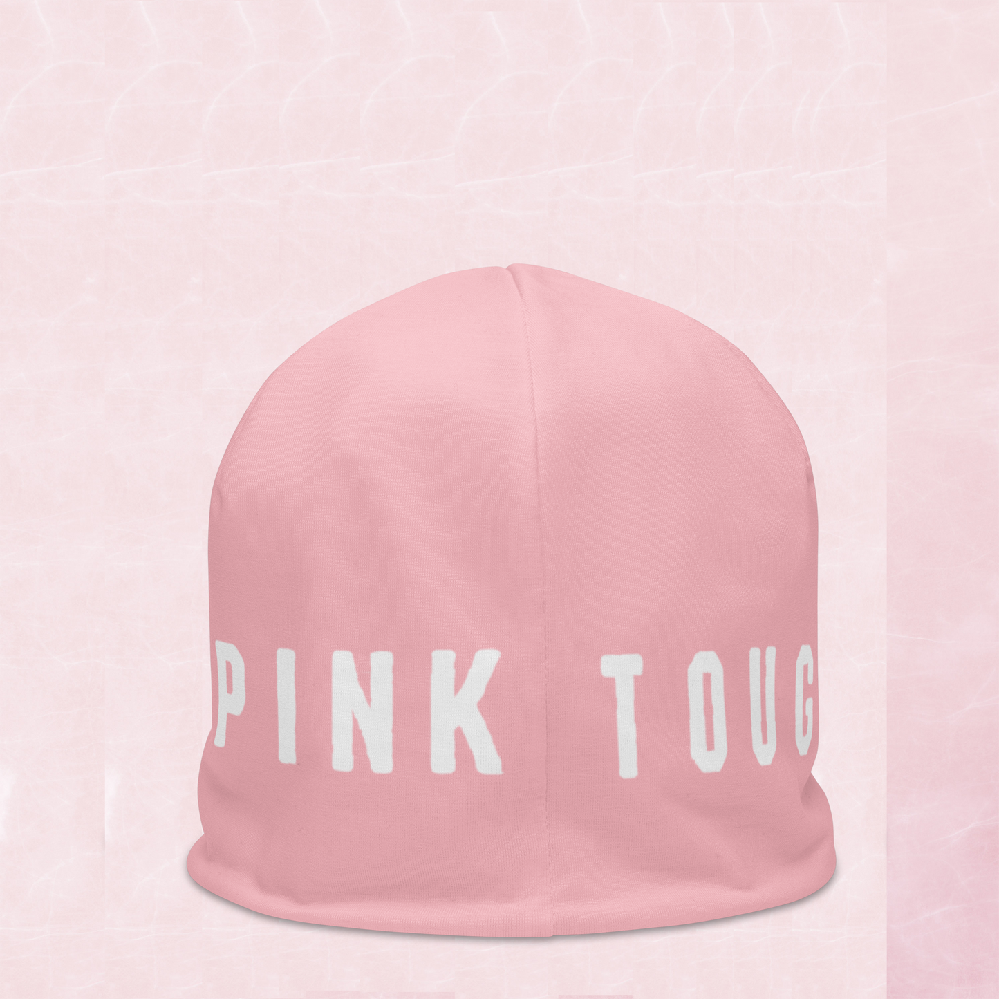 Beanie pink and white logo