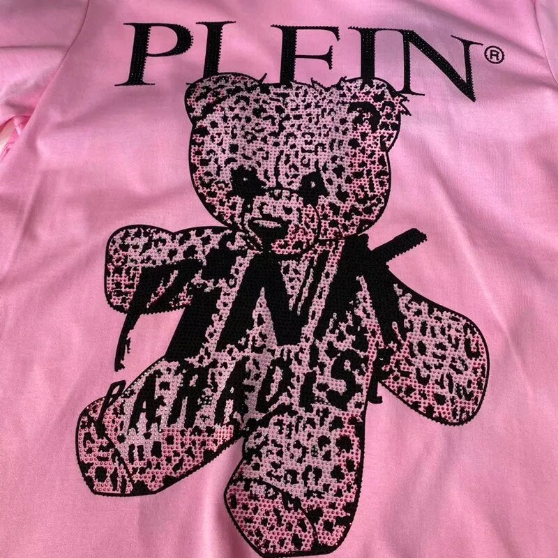 Men top rhinestones teddy bear plein