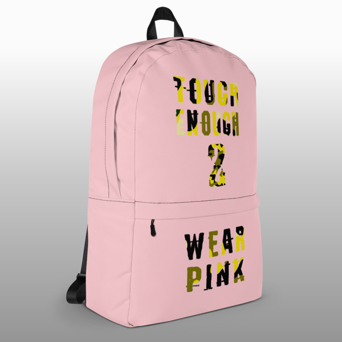 Backpack pink logo yellow and black