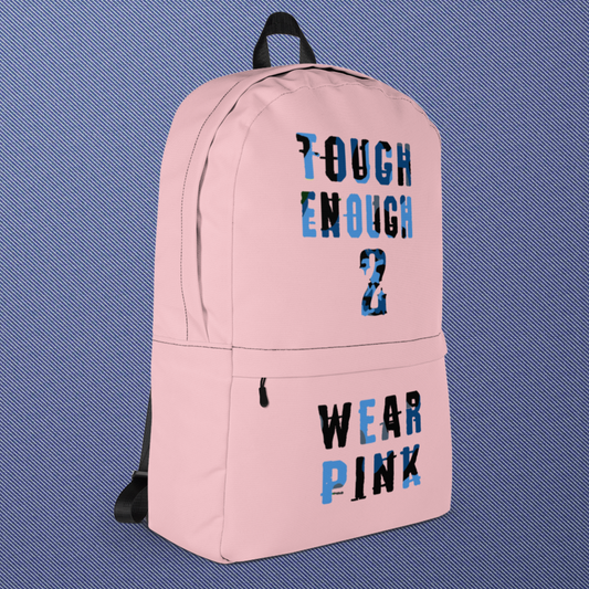 Backpack pink and blue logo