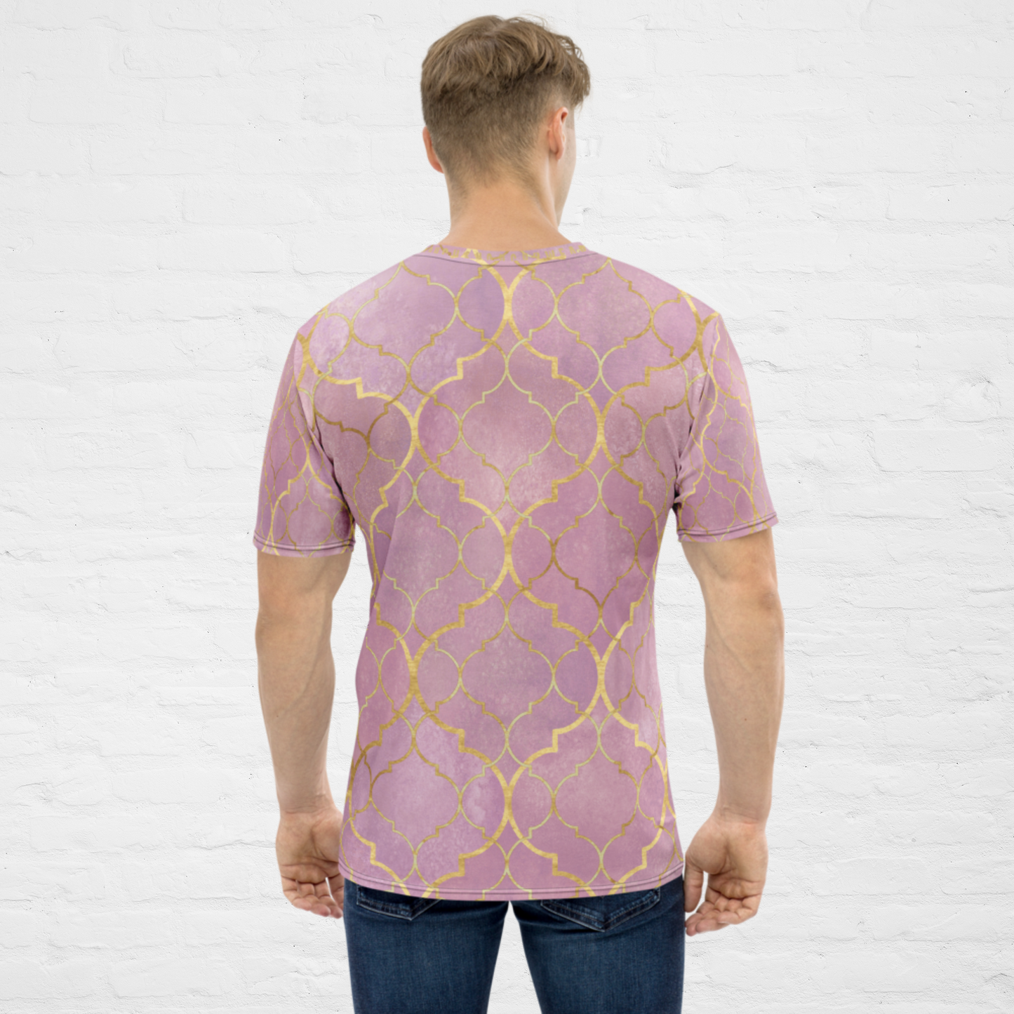 T-shirt pink and gold drawing