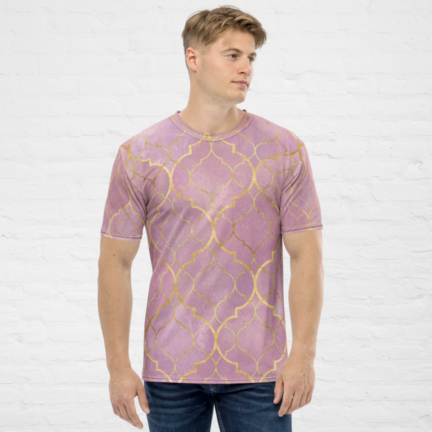 T-shirt pink and gold drawing