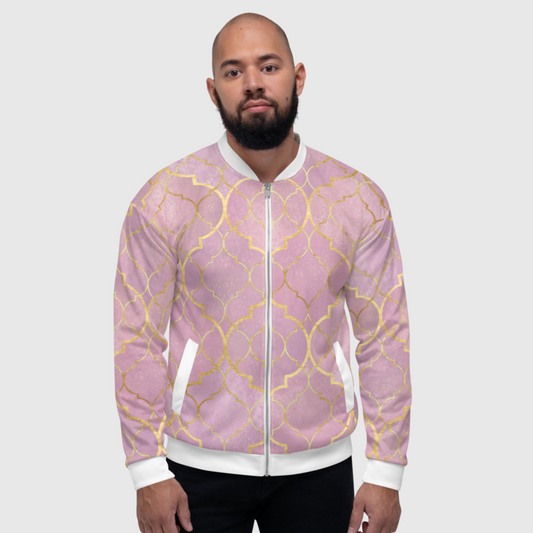 Bomber Jacket gold drawing and white pocket