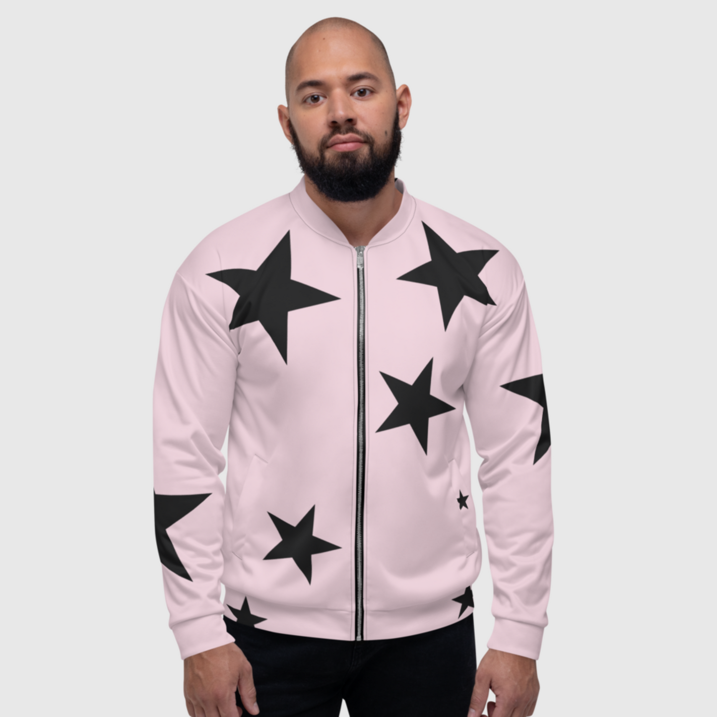 Bomber Jacket pale pink stars