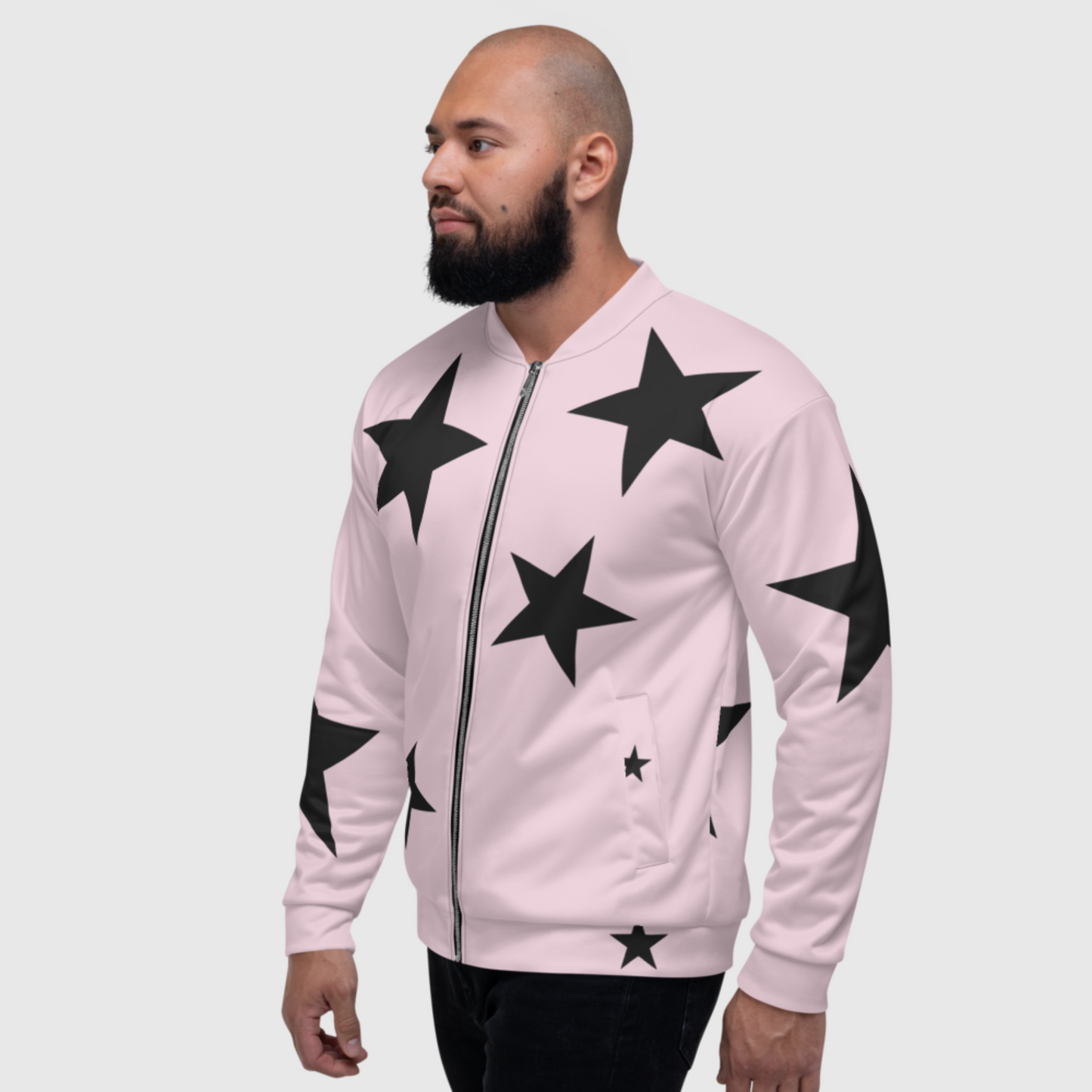 Bomber Jacket pale pink stars