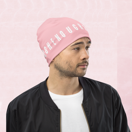 Beanie pink and white logo