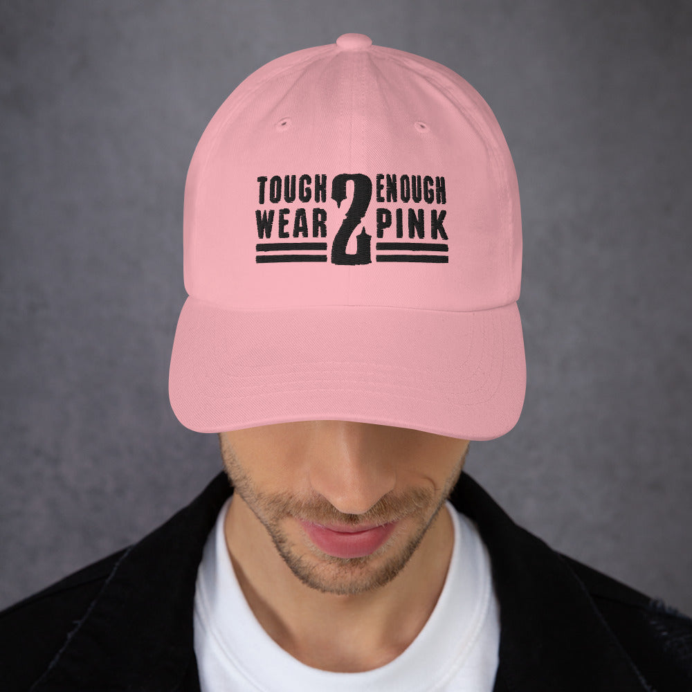 Pink hat black embroidery